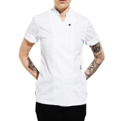 Tilit Women's Chef Coat - Short Sleeve, White - Large