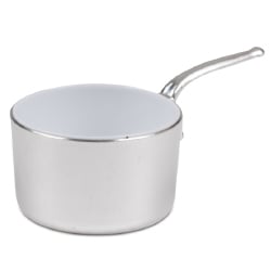 Eskoffie Sauce Pan, Silver and White - 1.5oz Capacity
