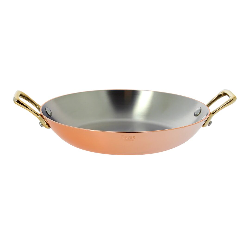 Copper Round Dish with Brass Handles 