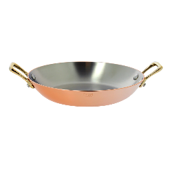 Copper Round Dish with Brass Handles 6.25 inch diameter