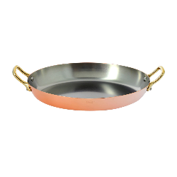 Oval Copper Pan with Brass Handles